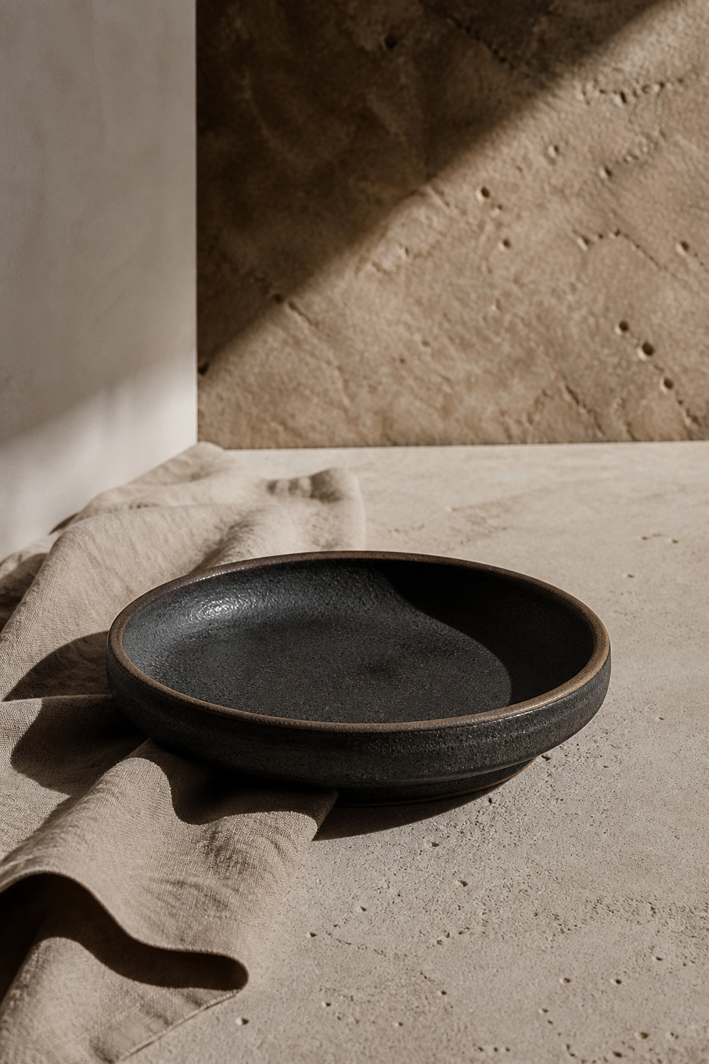 Detalle de la textura de Risco, cuenco de gres carbón